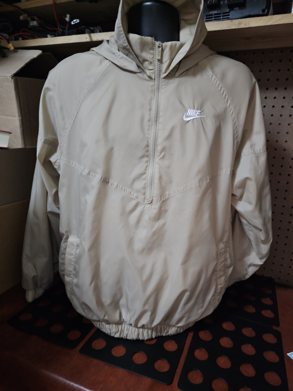 Nike Beige Half-Zip Windbreaker Hoodie